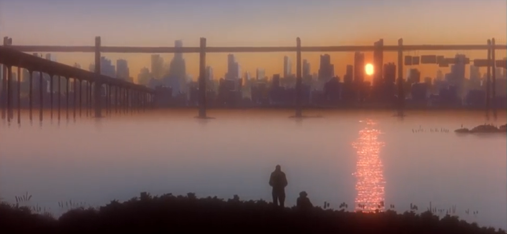 city skyline sun rise